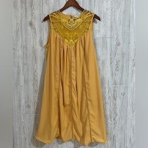 Mustard Yellow Baby Doll Style Dress Lace Embellishment XXL